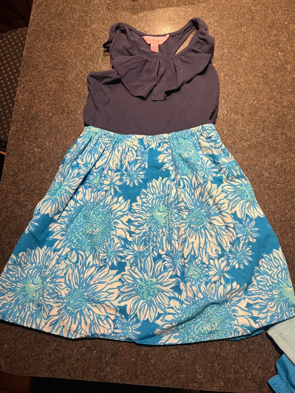 Lilly Pulitzer Navy Top Blue Floral Skirt Girls Dress